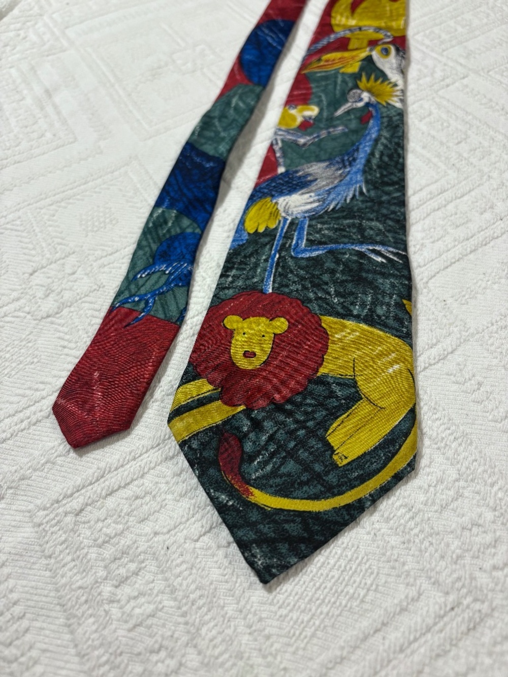 VTG 1991 World Wildlife Fund WWF Silk Tie Design 104 Zoo Animal Print Novelty